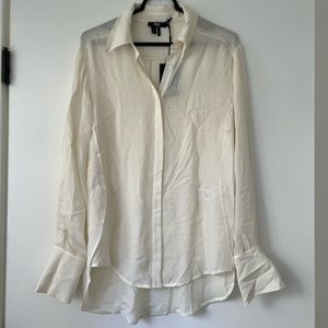 NWT Paige | Silk Ivory Button Down Blouse Size S